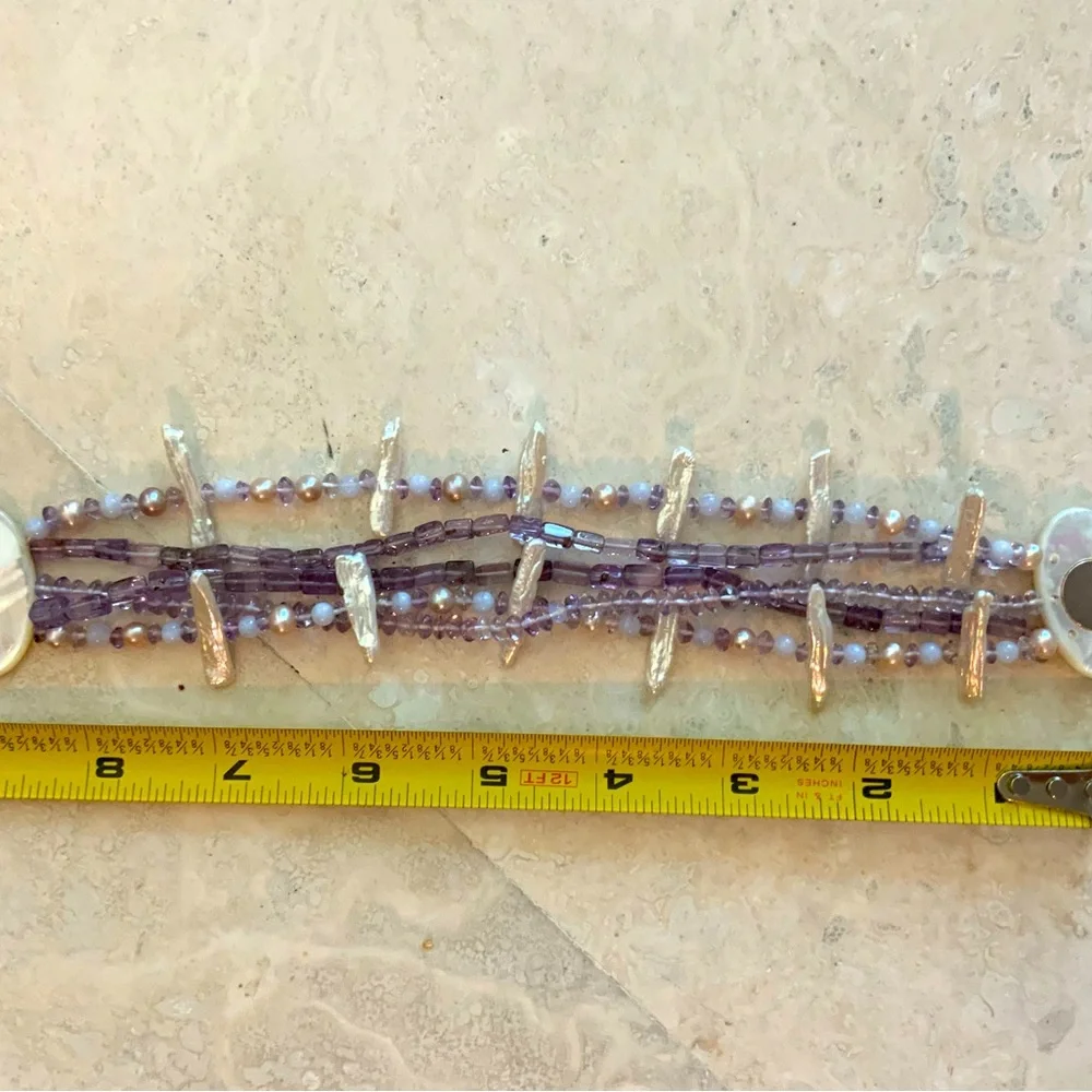 Beautiful Pearl & Amethyst Bracelet - Picture 4 of 5